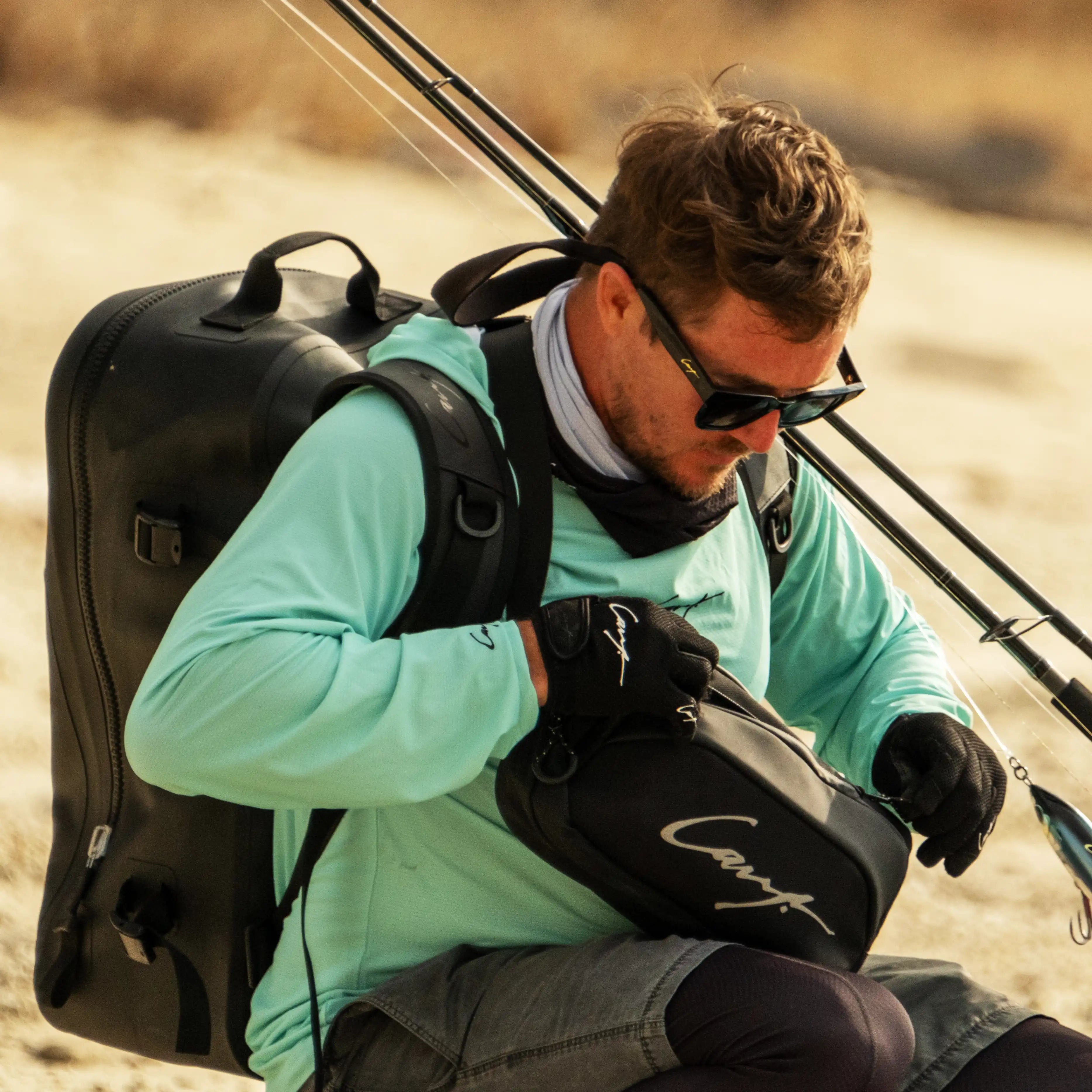 Fishing backpack, pliers, and sunglasses – Cavy Fishing accessories
