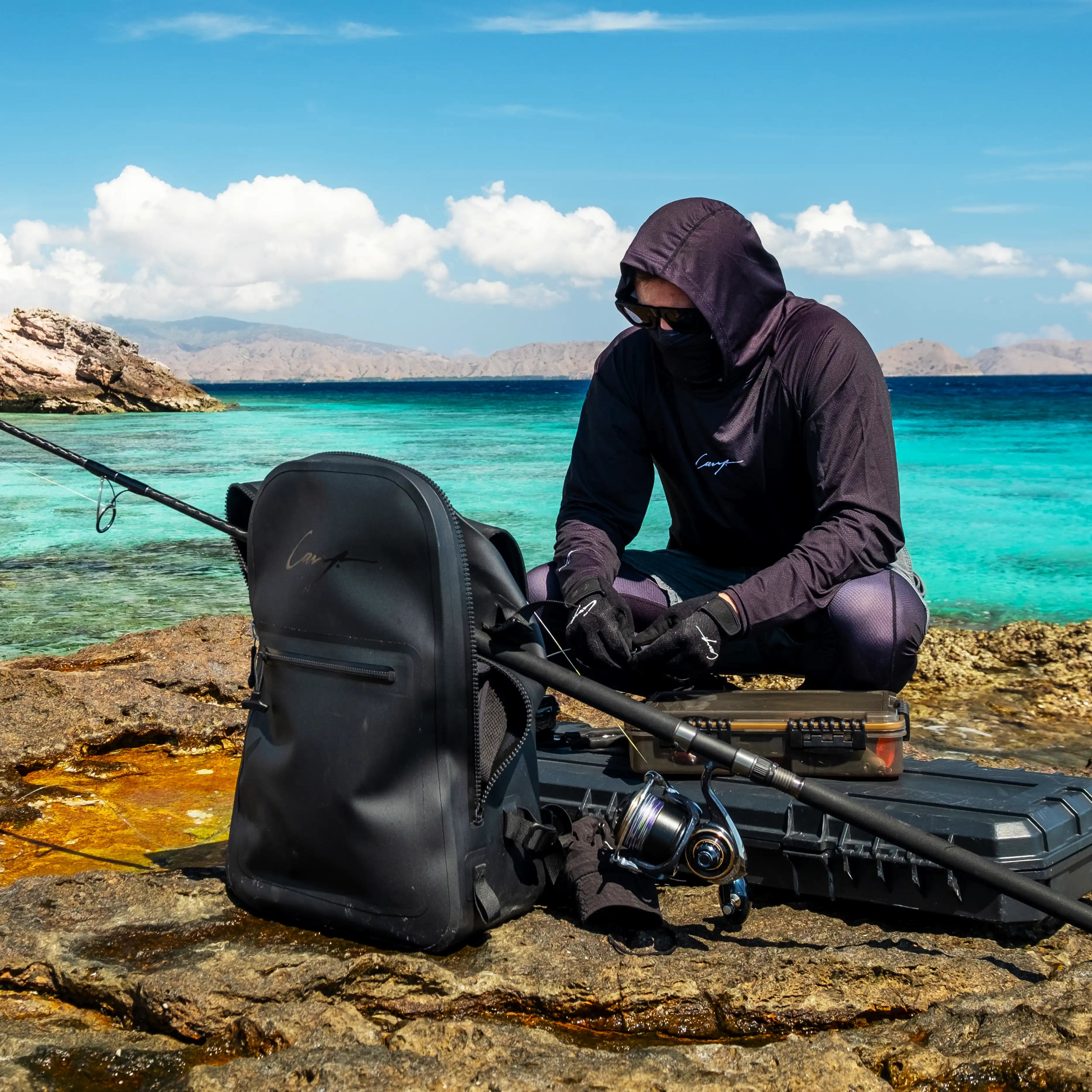 UV protection fishing shirt and rock hopper shoes for saltwater anglers